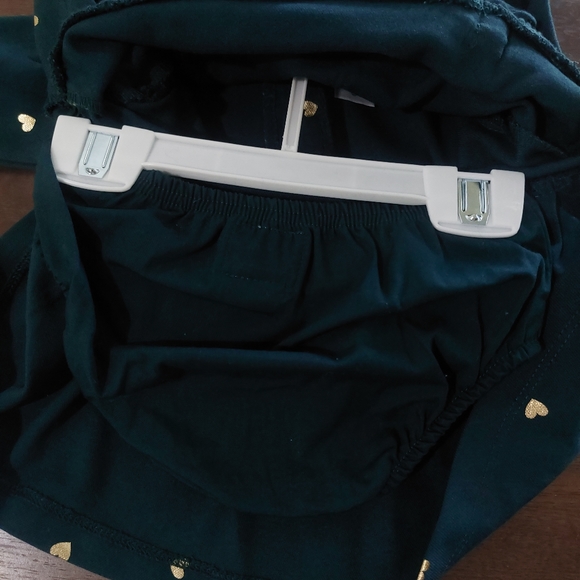 Carter's Baby Girl 6 Months Green & Gold  Mini Hearts Bow Cute A-Line Dress - Picture 6 of 7